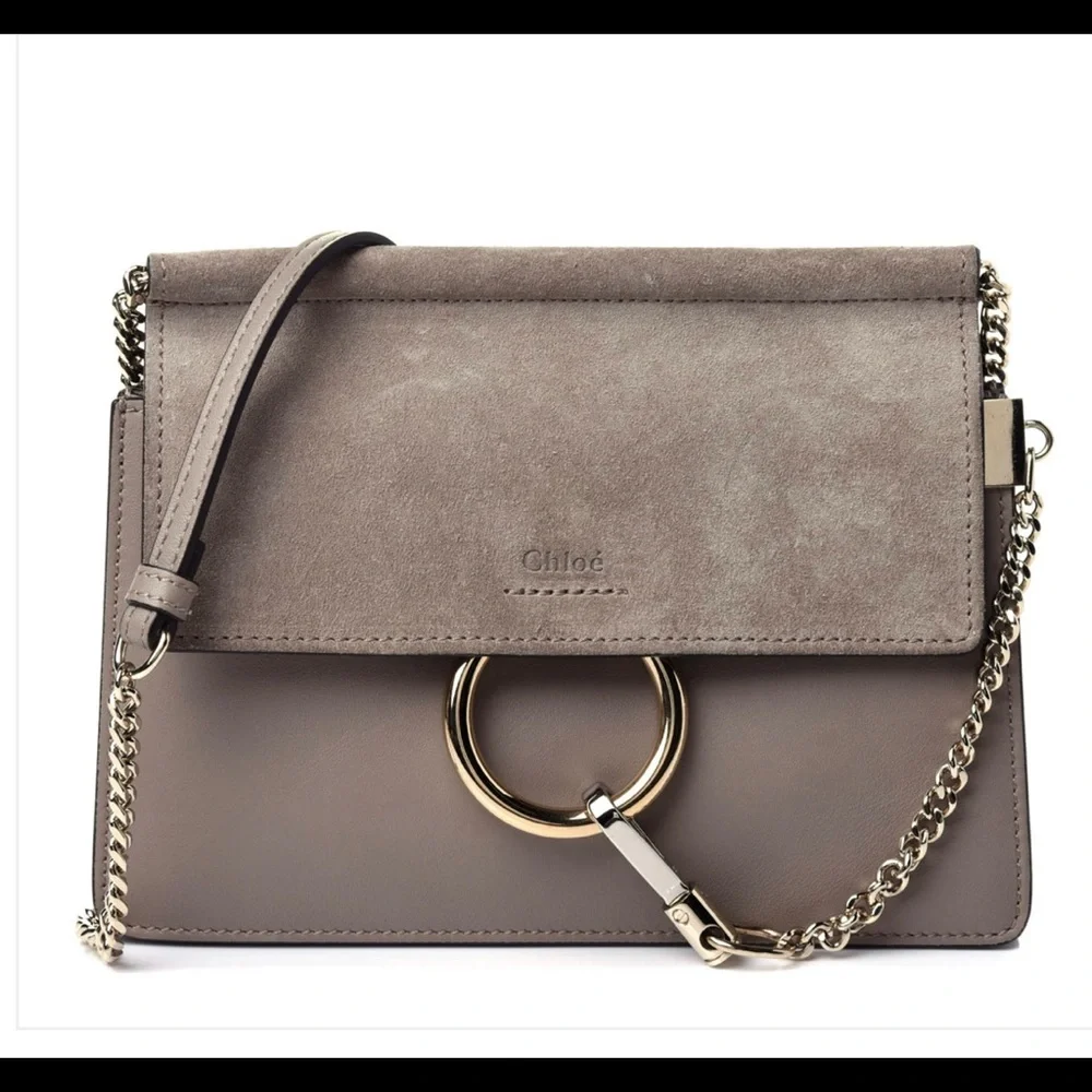 CHLOE - Calfskin Suede Mini Chain Faye Shoulder Bag - Picture 1 of 2